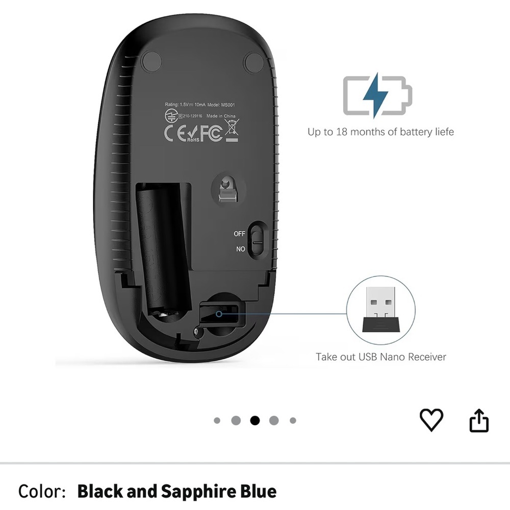 Black Wireless Mouse - Picture 3 of 6